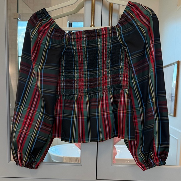 Jcrew Plaid Off-Shoulder Blouse - Picture 3 of 3